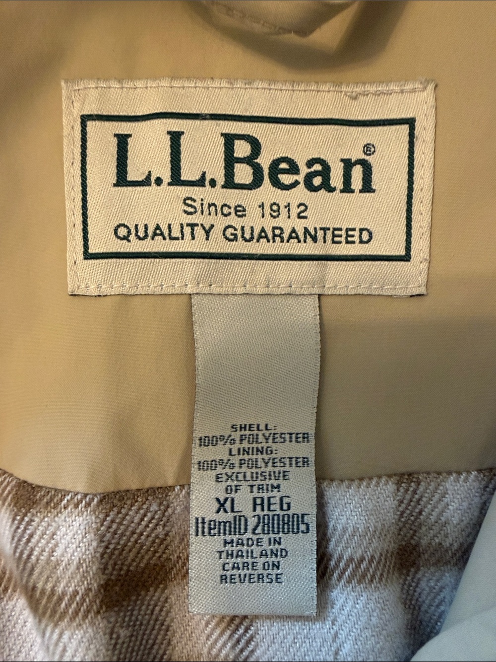 L.L. Bean Hooded Trench Coat in Khaki Women’s XL - Picture 2 of 5